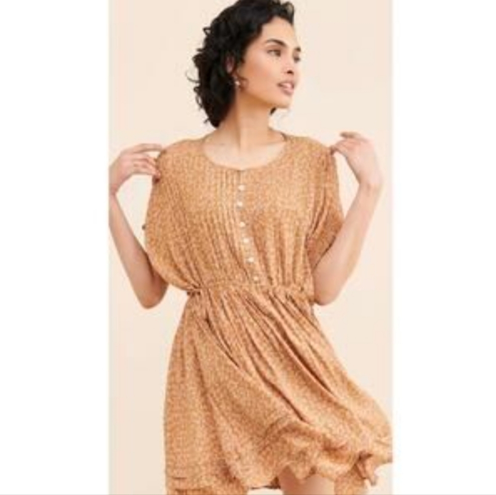Free People Dress One Fine Day Beige Ditsy Floral Mini - Picture 4 of 13